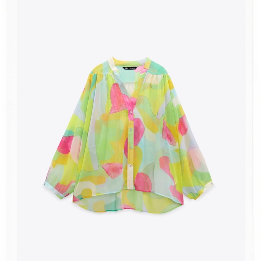 Semi-sheer printed blouse - Zara (size s)